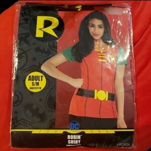 NWT DC Comics Robin Women's Adult Halloween Costume Shirt Small Medium Hero New